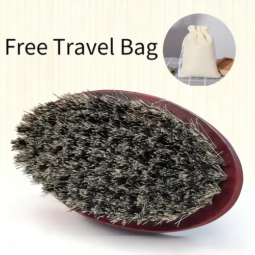 Men's Beard Brush & Comb Set, Natural Material, 100% Pure Wild Boar Bristle Beard Brush & Comb Set, Comes with a Travel Bag - Image 8