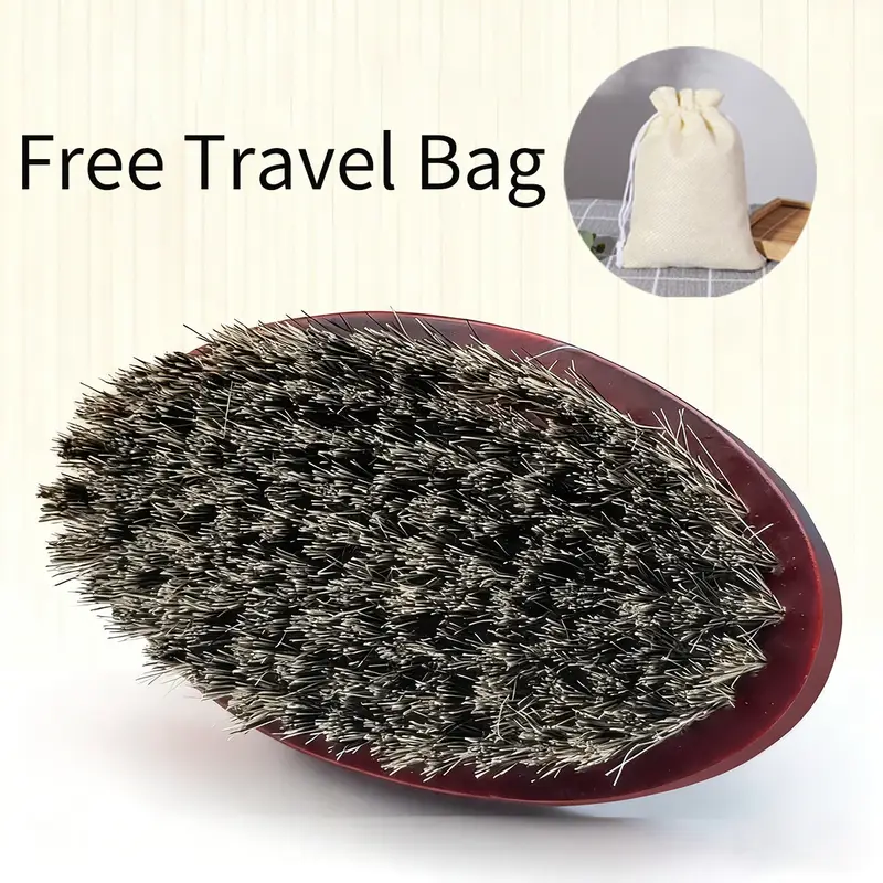 Men's Beard Brush & Comb Set, Natural Material, 100% Pure Wild Boar Bristle Beard Brush & Comb Set, Comes with a Travel Bag - Image 8