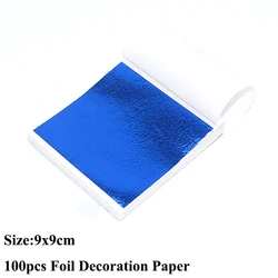 Imitation Gold Silver Copper Foil Sheets for DIY Crafts and Home Decoration - 100pcs (Blue)
