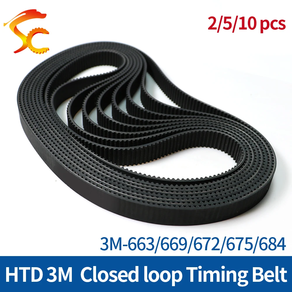 

HTD-3M Timing Belt Width 6 10 15mm Rubber Closed Loop Length 663 669 672 675 684mm HTD3M Synchronous Belt