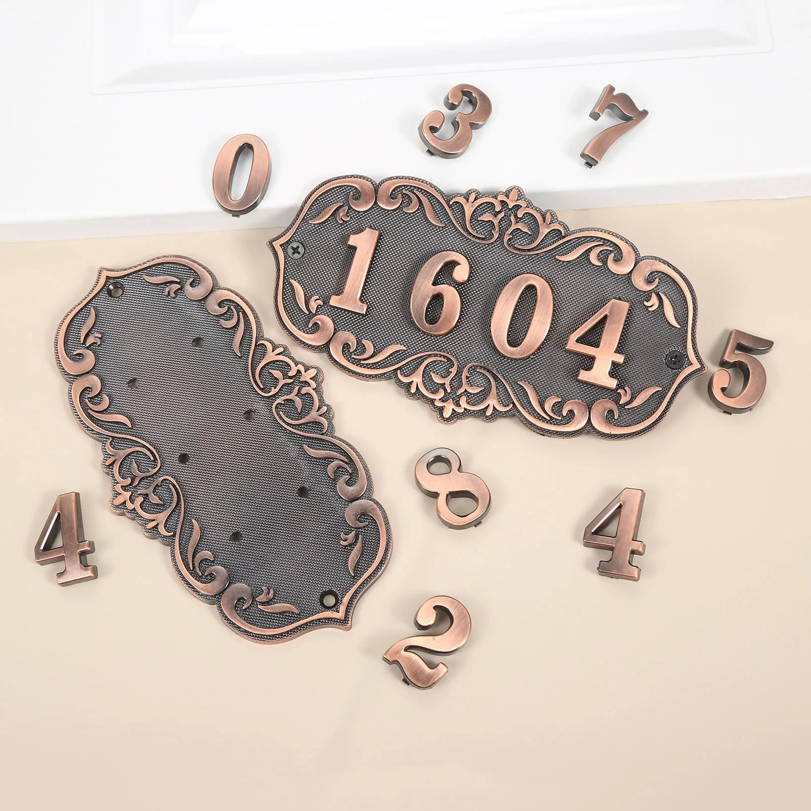 3/4 Digit House Number Door Plate Imitation Metal Sign Plastic Outdoor Mailbox Hotel Apartment 0-9 with Self Adhesive Sticker images - 6