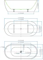 65 inch Acrylic Freestanding Bathtub Double Ended Free Standing Tub Soaking Tub with Integrated Slotted Overflow Glossy White 2