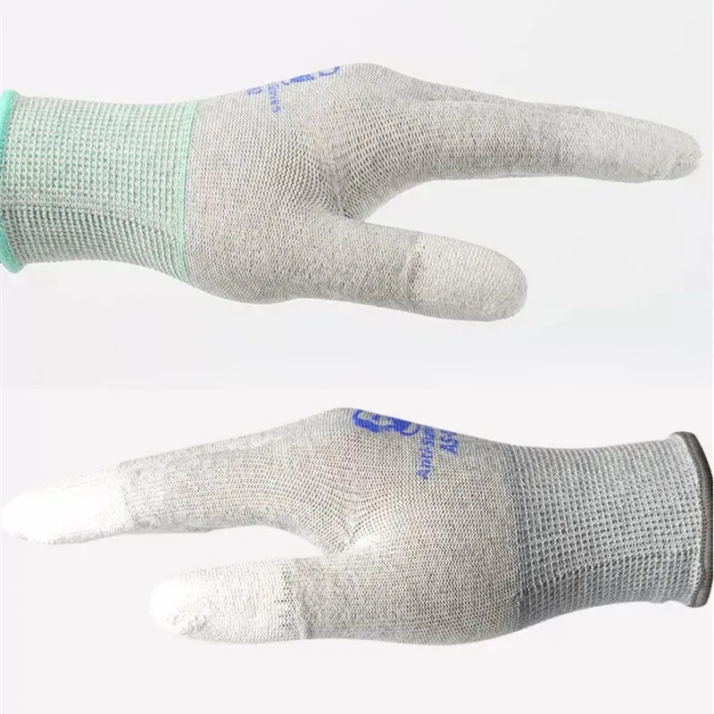 MECHANIC AS02 Antistatische Handschuhe aus Kohlefaser, PU-Beschichtungsschicht, rutschfest, verschleißfest, Schutzhandschuhe für die Telefonreparatur