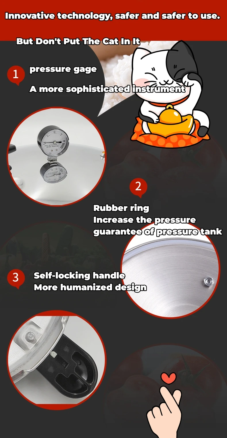 Description Picture 6 of item23L aluminum alloy pressure cooker household thickened explosion-proof gas stove double bottom pressure cooker