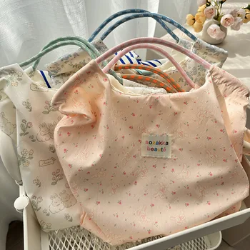 Borsa Tote in Tela con Stampa Cartoon in Rilievo, Grande Capacità, per Donne, Shopping, Lavoro e Uso Quotidiano