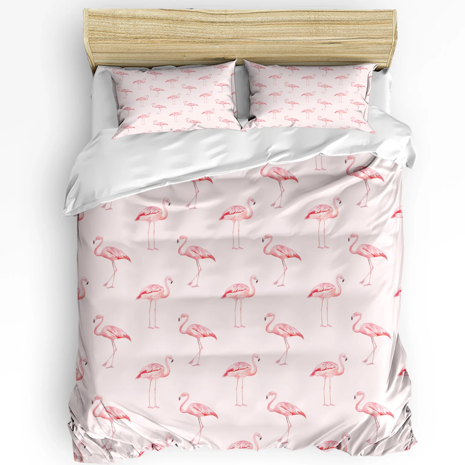 Nordic Style Pink Flamingo Duvet Cover Bed Bedding Set Home Textile