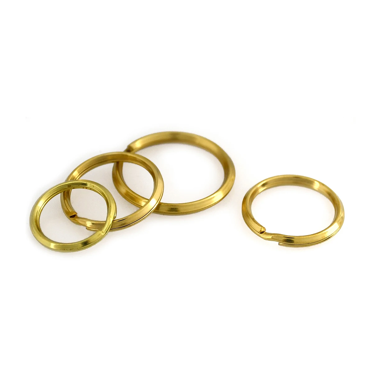 Solid Brass Double Loop Keychain Rings - Set of 5