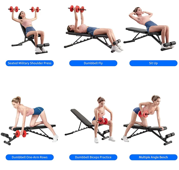 Home gym fitness equipment bench workout weight adjustable folding sit up bench
