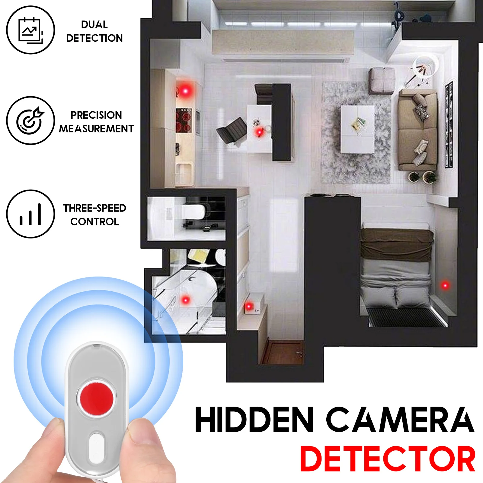 Hidden Camera Detector Dual Tech Infrared Hidden Camera Detector anti-peep Signal Detector for Travel, Hotels, Home, Office