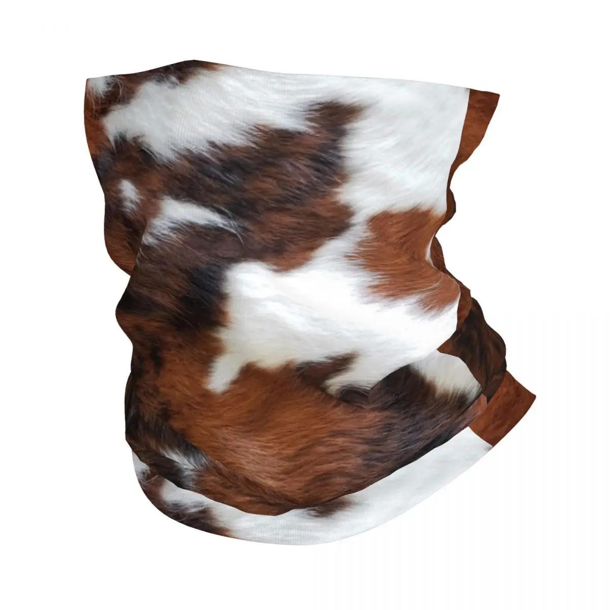 

Cowhide Leather Print Bandana Winter Neck Warmer Men Windproof Wrap Face Scarf for Ski Animal Fur Texture Gaiter Headband