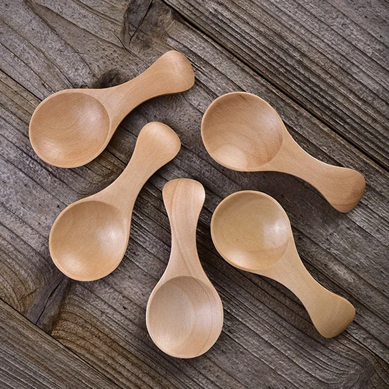 5Pcs Wooden Spoon Kitchen Small Spoon Wood Spice Mini Wooden Scoop for Powder Sugar Jar for stainless steel spoons