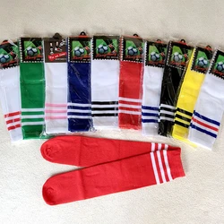 1 Pair Solid Striped Heelless Knee-High Football Socks Kids Legging Stocking Soccer Baseball Dance Cheerleading Sports Socks