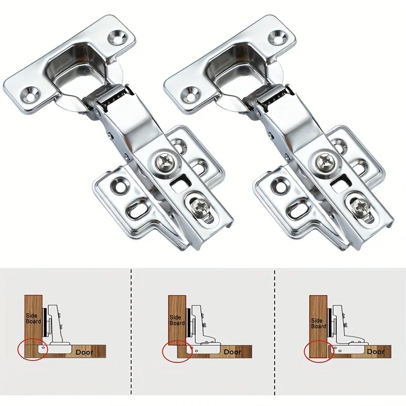 Cabinet Door Hinges 2 Pcs Stainless Steel Cabinet Door Hinges Hydraulic Damper Soft Close Quiet Wardrobe Door Concealed Hinges with Screws