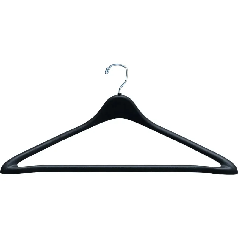 

INTERNATIONAL HANGER Heavy-Duty 1/2 inch Wide Contour Black Plastic Suit Hanger, 50 Pack