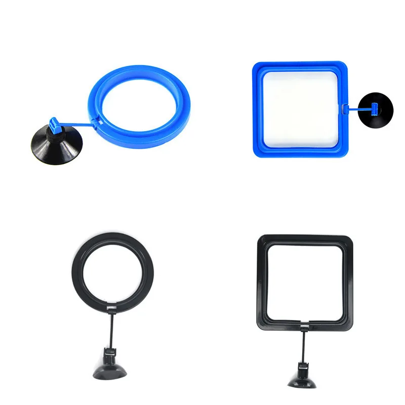 Fish Feeding Ring Equipped Suction Cups Portable Circular Square Aquatic Animal Feeder Fish Tank Aquarium Feeding Tools Fish Feeding Ring