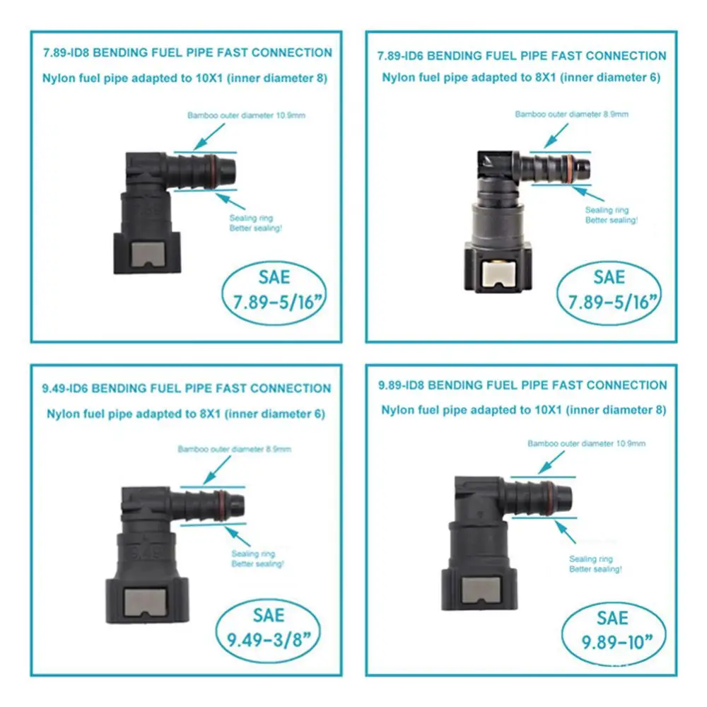 Car Fuel Line Quick Connector Plastic Hose Joint Coupler ID6/8 7.89/9.49/9.89 Release Gas Oil Pipe Connect Accessories Car Tools fuel line coupler