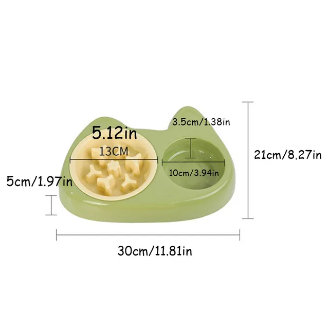 2-in-1 Pet Slow Feeder Bowl with Double Stainless Steel Bowls - Anti-Choking Food & Water Bowl for Dogs/Cats, 6