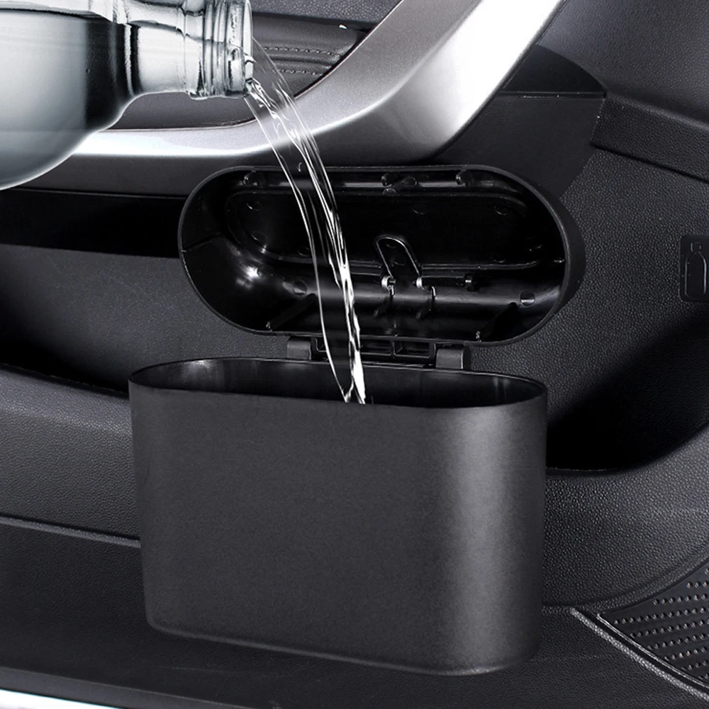 AUCELI Pattumiera Per Auto Con Coperchio: Mini Organizer Da Appendere, Impermeabile, A Prova Di Odori E Perdite - Contenitore Porta Rifiuti Per Auto, Accessorio Per Interni Auto (Nero/Rosa/Blu/Giallo) - 2