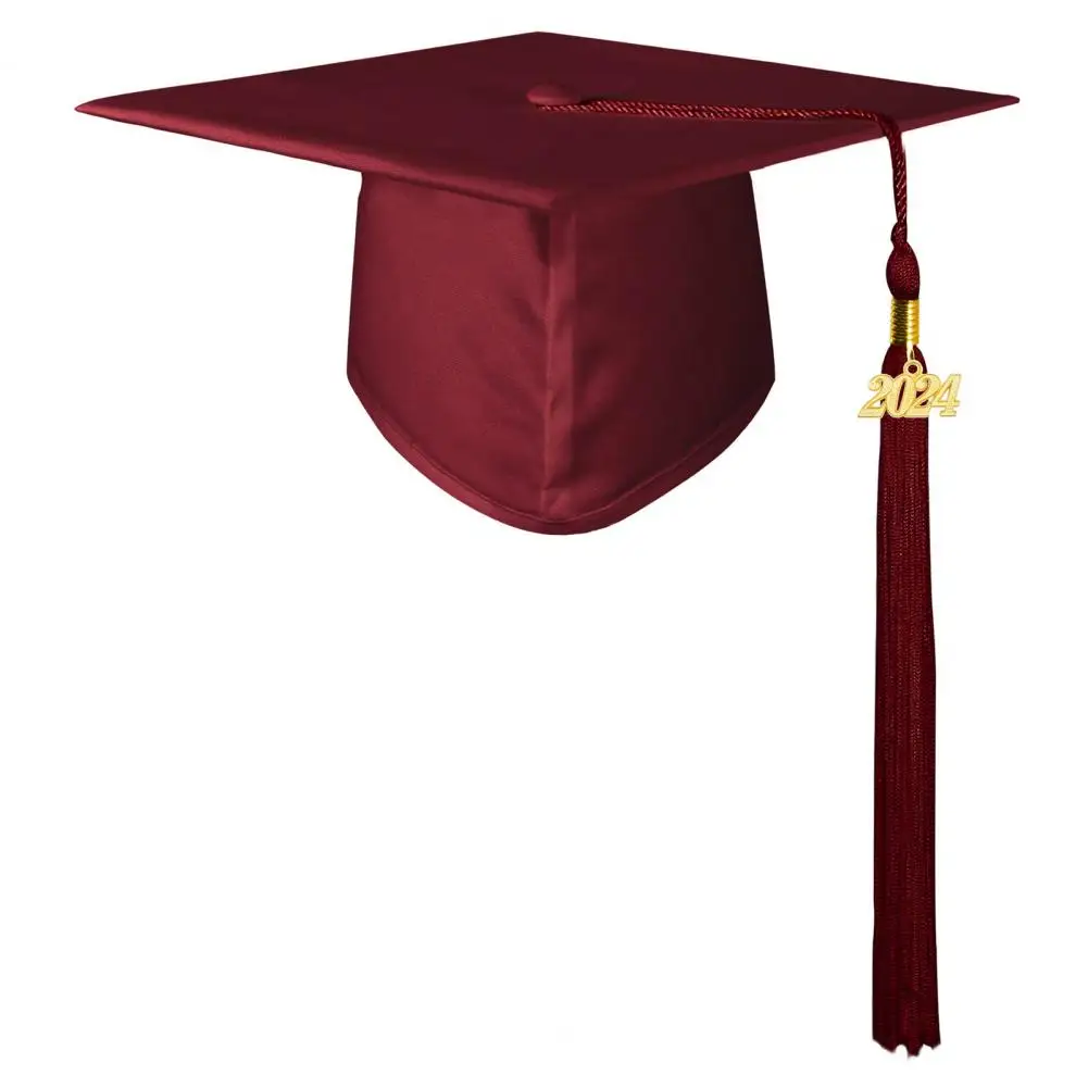 

Adult Graduation Hat with Tassel Solid Color Non-Fading High School Bachelor Graduation Hat Cosplay Prop