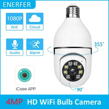4MP E27 Bulb Camera WiFi Indoor Video Surveillance Home Security Full Color Night Vision AI Auto Human Tracking ICSEE APP 1080P 1
