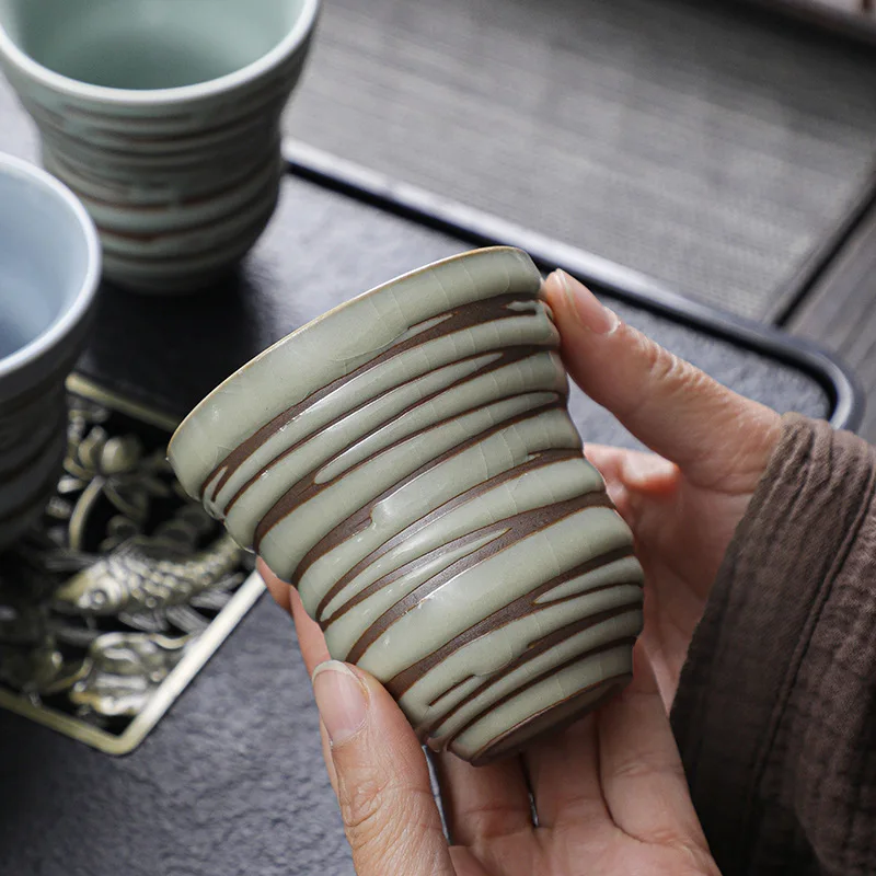Coarse Pottery Tea Cup, Master Cup, Single Cup, Wabi Sabi Cup, Ru Kiln Kung Fu Tea Set, Tea Tasting Cup, Coffee Drinking Cup,