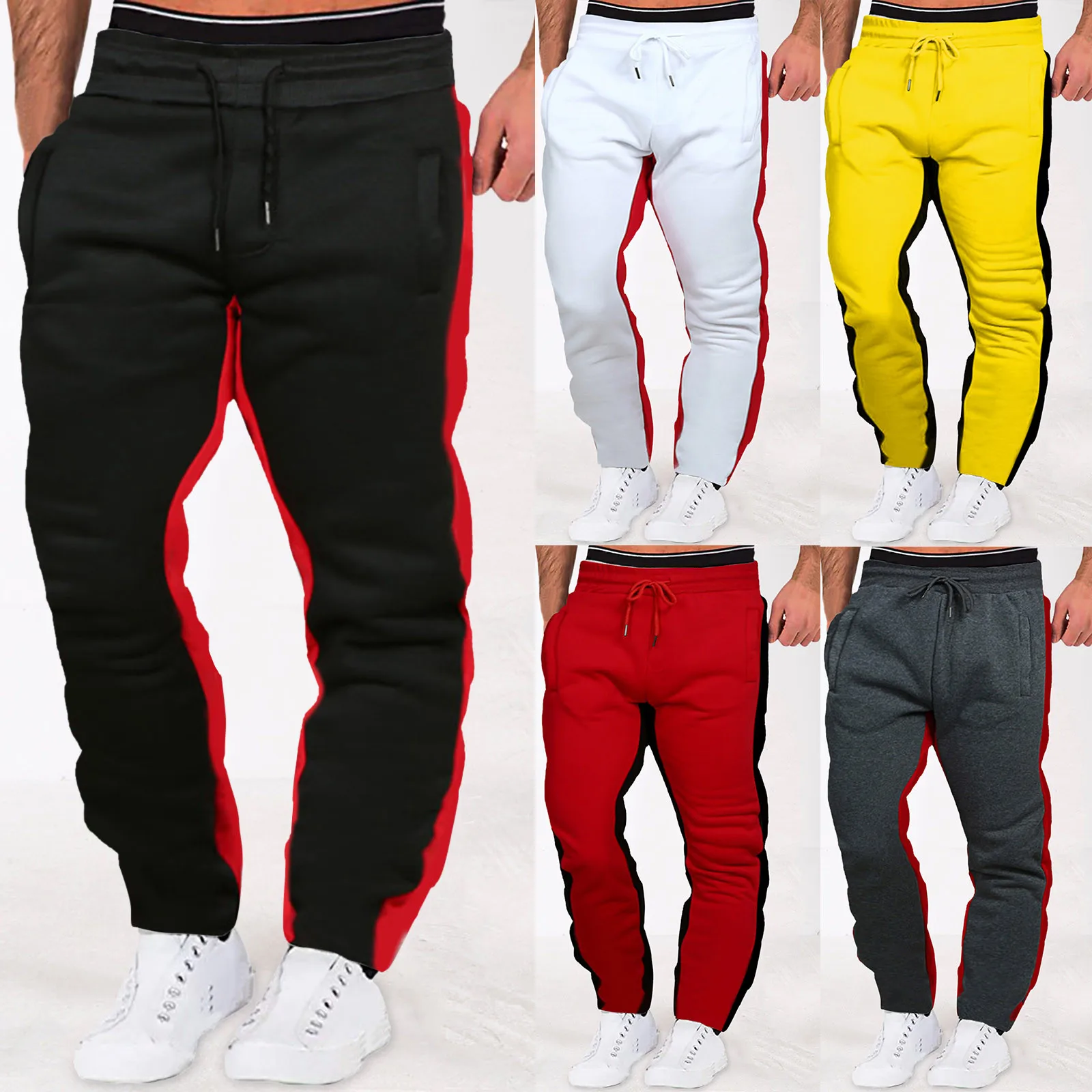 

Mens Autumn And Winter High Street Fashion Leisure Loose Sports Running Casual male Clothing Pocket Pants Trousers