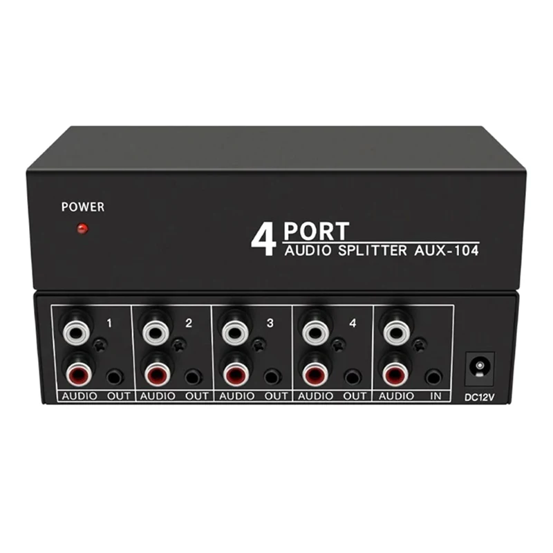 Audio Splitter 1 In 4 Out RCA L/R Aux Stereo Audio Splitter 1X4 Distributor For PC DVD Speaker Splitte