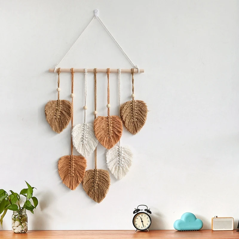 Leaf Macrame Wall Hanging Boho Room Home Decor Woven Aesthetic Wall Tapestry Home Room Wedding Decoration