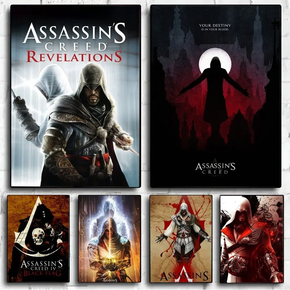 Assassins Creed Game Poster Poster Fai Da Te Carta Kraft Poster Vintage Wall Art Painting Study Stickers Big Szie Wall Painting