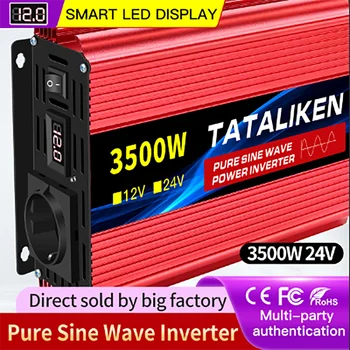 inverter 24v 220v onda sinusoidale pura 3500w Convertitore inverter solari con presa LED UE