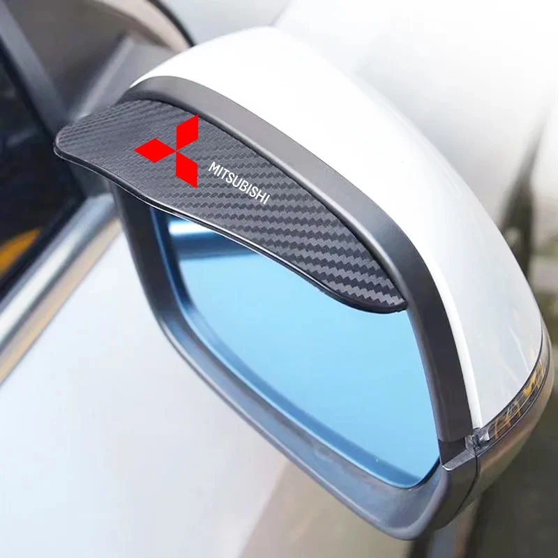2Pcs Carbon Fiber Car Rearview Mirror Eyebrow Rain Cover For Mitsubishi ASX Lancer Pajero Outlander L200 EVO Lancer EX