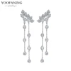 YUXINTOME 1 PC 925 en argent Sterling aiguille d'oreille coloré Zircon chaîne gland boucles d'oreilles pour les femmes deux trous boucle d'oreille bijoux A45
