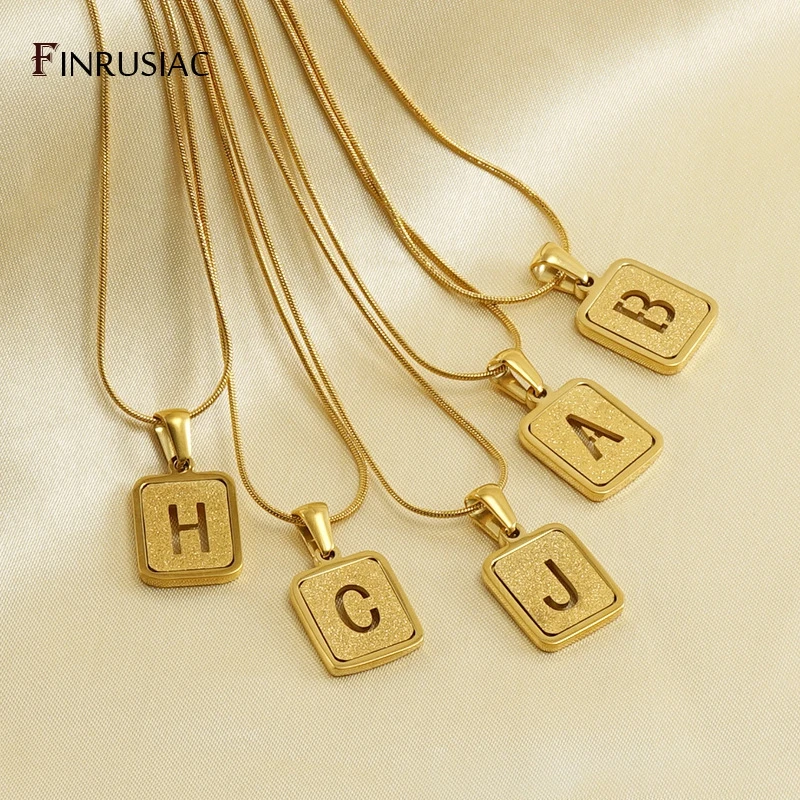 18K Real Gold Plated Stainless Steel A-Z Alphabet Letter Man Pendant Necklaces For Men 26 Alphabet Initial Necklaces For Women