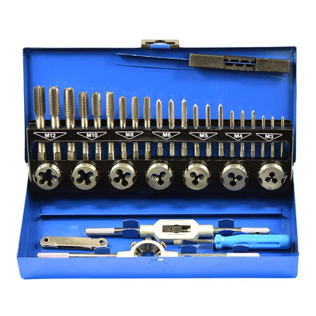 

NEW 32PCS Professional Tap Die Set Sheet Metal Hand Tools For Straight Accurate Thread Cutting With Storage Case