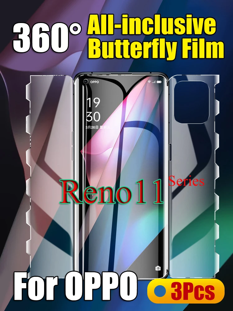 

Гидрогелевая пленка Reno11Pro Butterfly для OPPO Reno11 Pro, Защитная пленка для экрана с мягким передним краем и полным покрытием задней панели