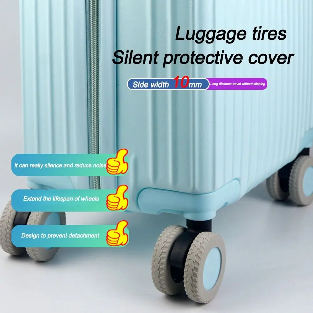 8Pcs Travel Luggage Caster Shoes Suitcase Parts Silent Sound Reduce Noise Suitcase Wheels Protection Cover Reduce Wheel Wear