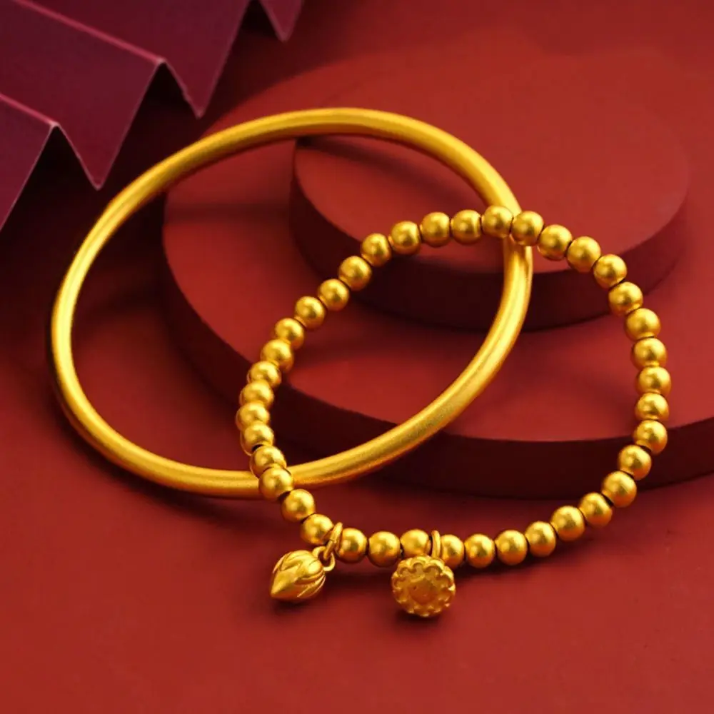 Colorfast Bracciale Antico Estetico Squisito Braccialetto D'Oro Placer Dorato Gioiello Vintage Lotus Bracciale Coppia