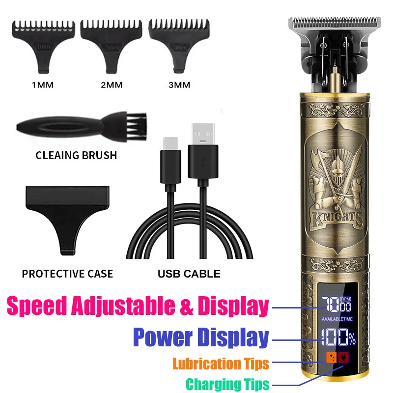 Electric Hair Clipper T9 Vintage For Men Professional Barber Hair Cutting Machine Portable UBS Rechargeable Beard Trimmer