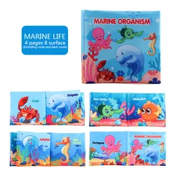 Colorful Cognitive Baby Cloth Books for Early Learning: Fruits, Animals, Numbers & Food for Toddlers (Marine life)