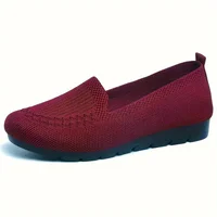 Women's Solid Color Knit Loafers Lightweight Anti Slip Flat Shoes for Casual Wear - Image 6