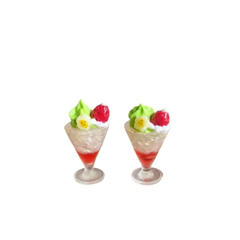 1/5Pcs Miniature Dollhouse Cream Cake Dessert Christmas Strawberry Ice Cream Cup Pretend Play Kitchen For Kids Toy Accessories