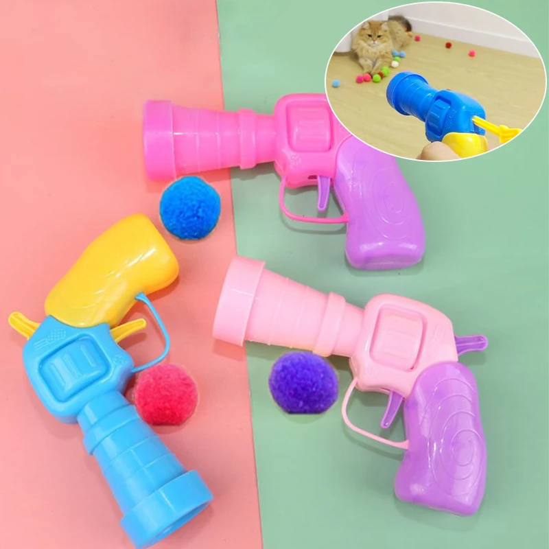 

Interactive Launch Training Cat Toys Creative Kittens Mini Pompoms Games Stretch Plush Ball Toys Cat Supplies Pet Accessories