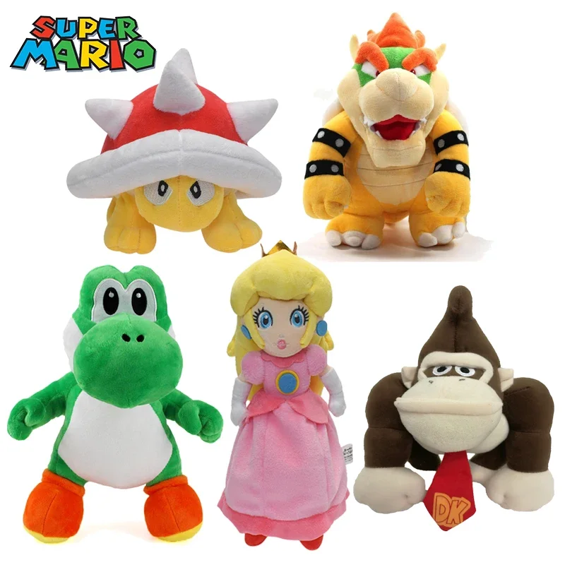 Super Mario Bros Plush Toys Doll Bowser Yoshi Peach Donkey Kong Anime Figure Cartoon Plush Movies Soft Stuffed Animals Kids Gift