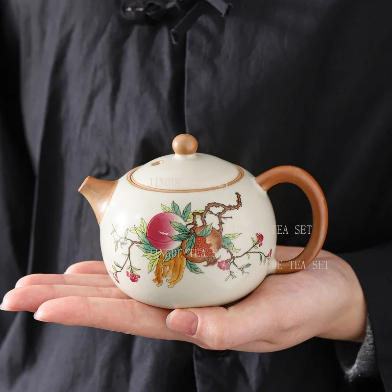 220ml capacity ceramic Ru kiln Xi Shi teapot for home brewing Chinese Kung Fu tea set high-end brewing teapot