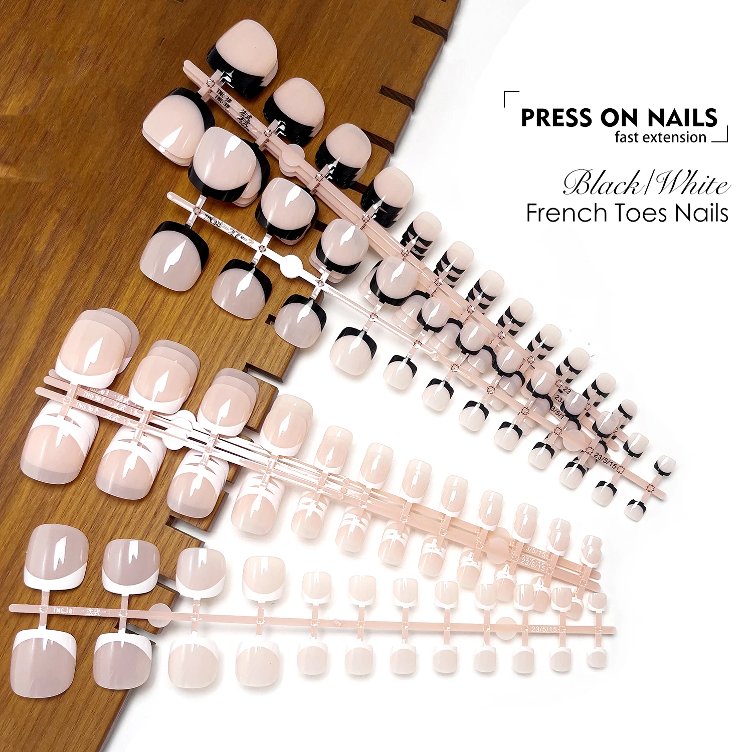 

48pcs Glossy White French Simple Artificial Press on Toenails Wearable Short Flat Shape Full Cover Finished Fake Toe Nails