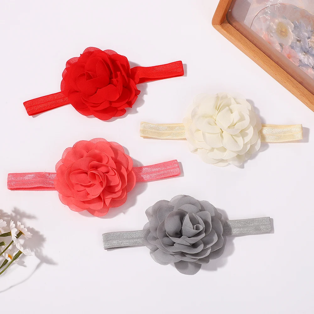 10Pcs 무작위 색상 달콤한 꽃 머리띠 소녀를위한 매듭 부드러운 탄성 헤어 밴드 머리 장식 헤어 액세서리
