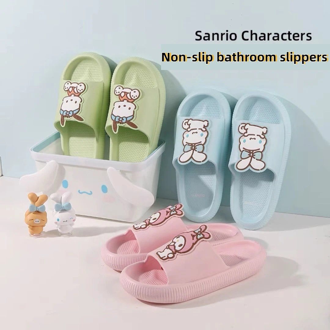 

Sanrio Cute Women's Bathroom Slippers Thick Sole Height Increasing Cartoon Sweet Slides Women Sandals cinnamoroll melody shoes