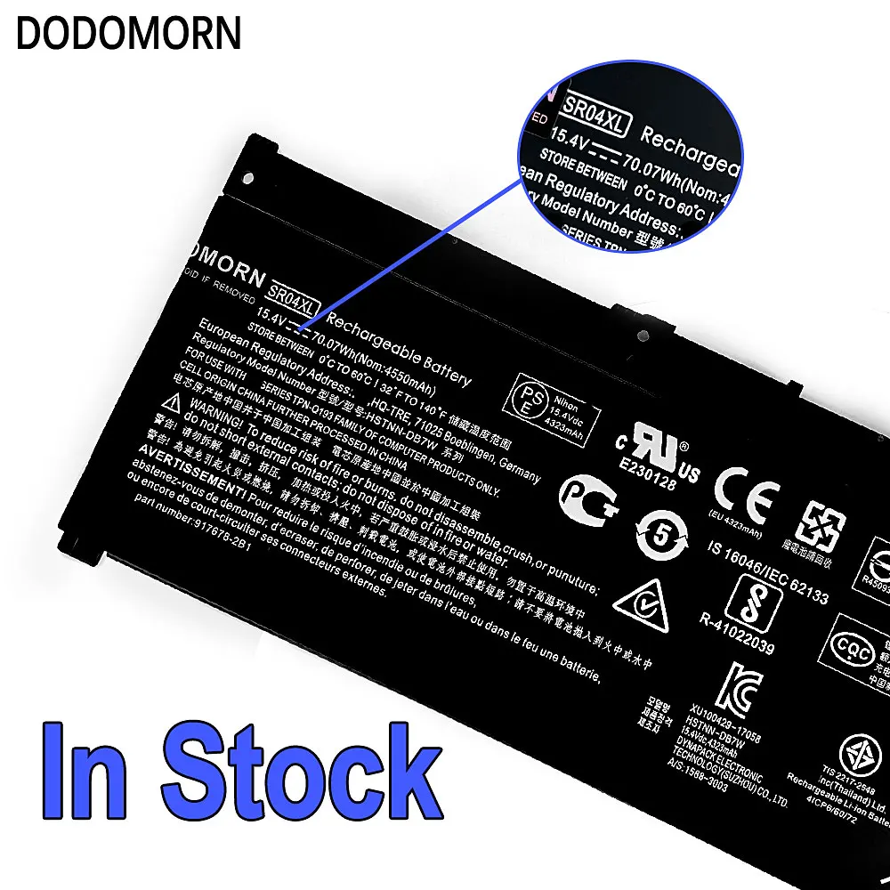 Dododomorn-bateria do Portátil para hp Omen Sr04xl 15-ce000 15-dc0000 Pavilion 15-cb000 Pavilion Gaming 15 2023 4550mah 770 wh Notebook - Imagem 2