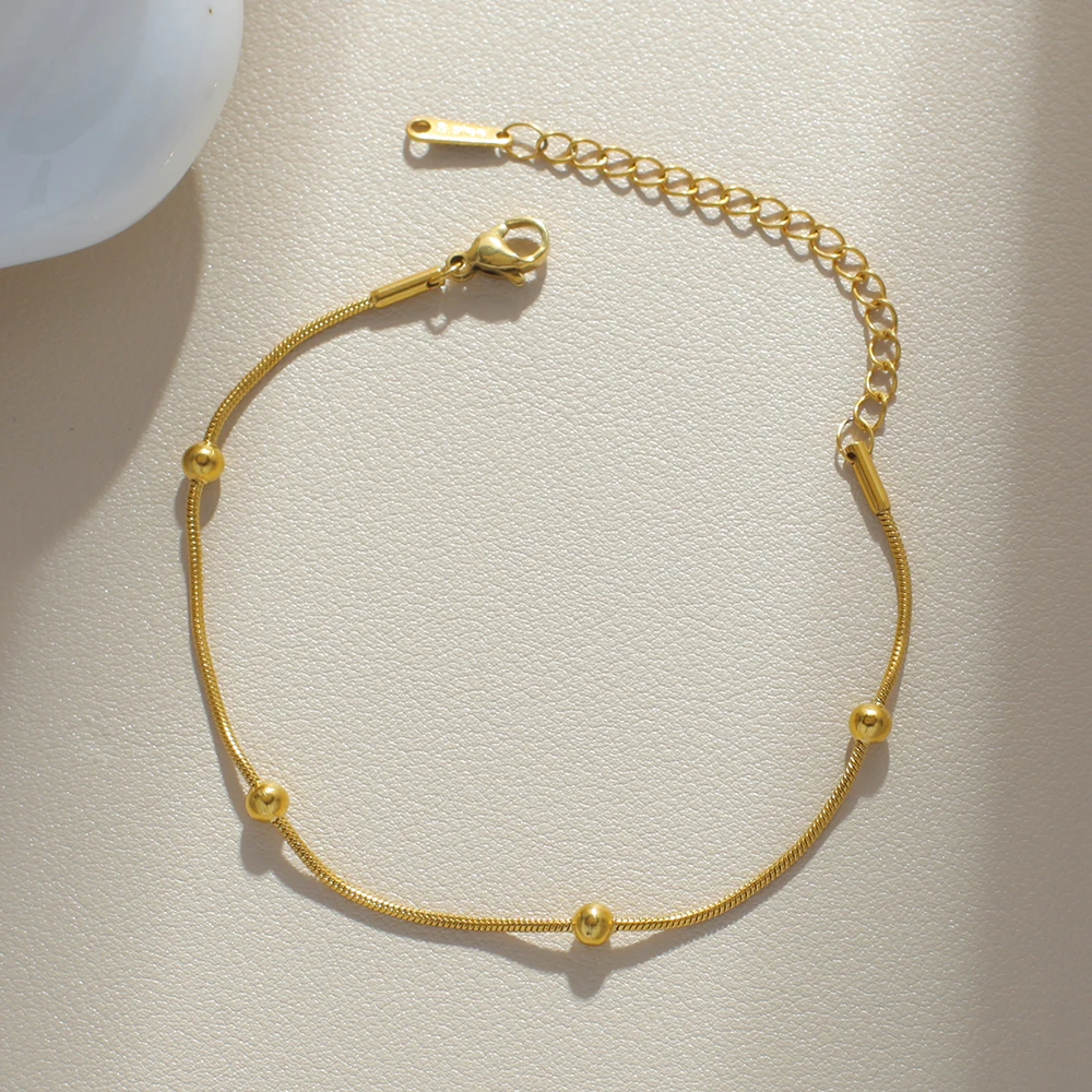 Hochwertiges Damen-Armband aus Edelstahl mit Perlenkette, golden, verstellbar, modischer Damenschmuck, Geschenk, 2025, Trend einteilig – Detail 4