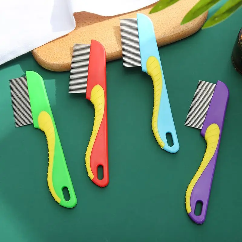 Pet Dog Cat Anti Lice Comb Stainless Steel Long And Short Needle Dog